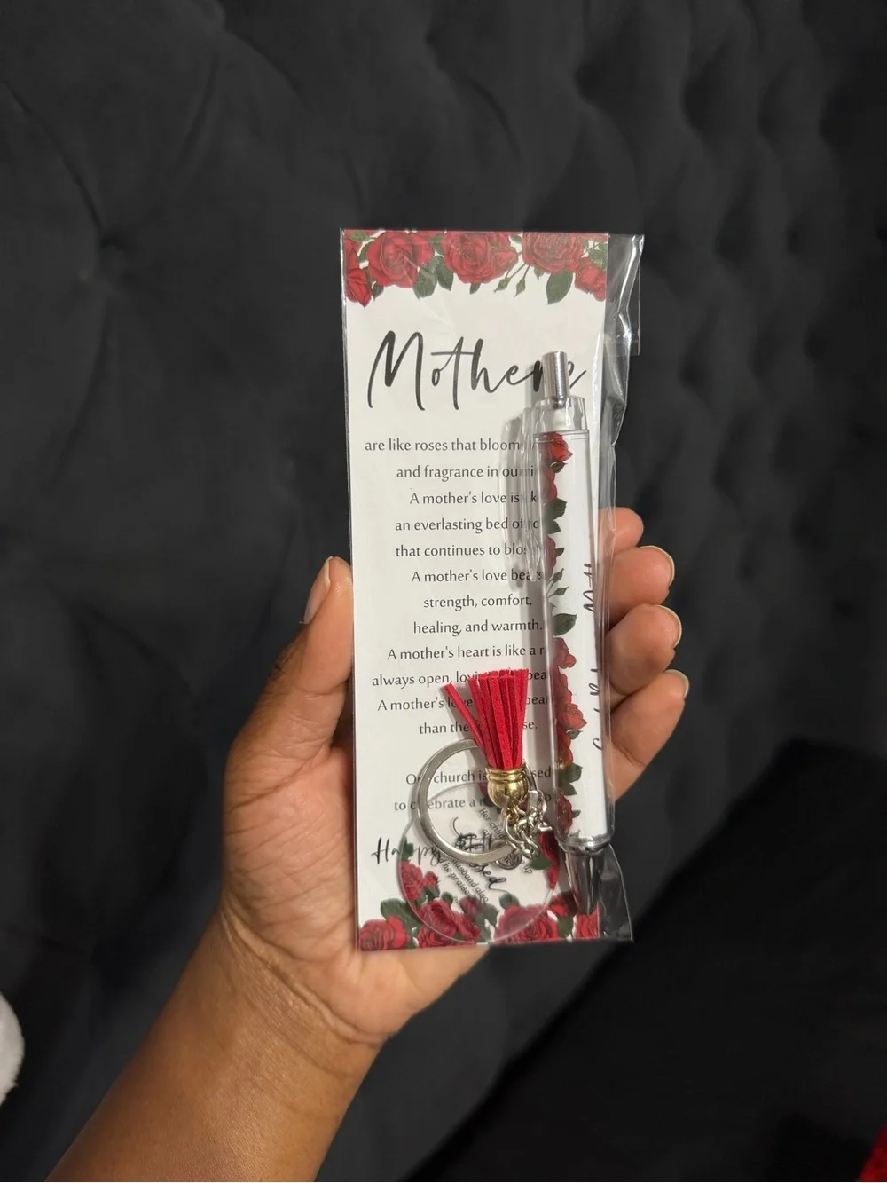 Happy Mother's Day Red Rose Gift Tote Bag & Card Set